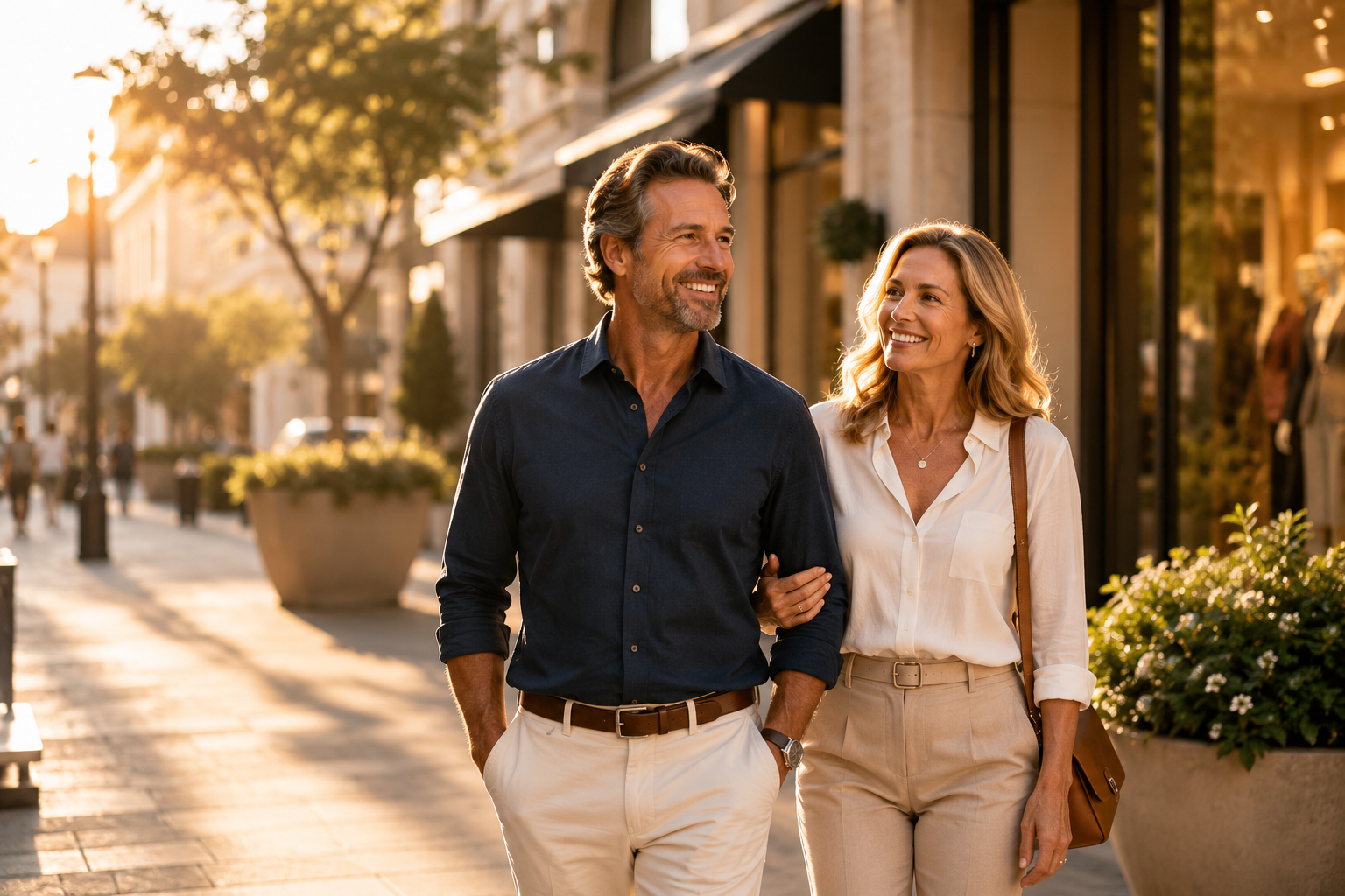 Confident couple enjoying life after body composition treatment